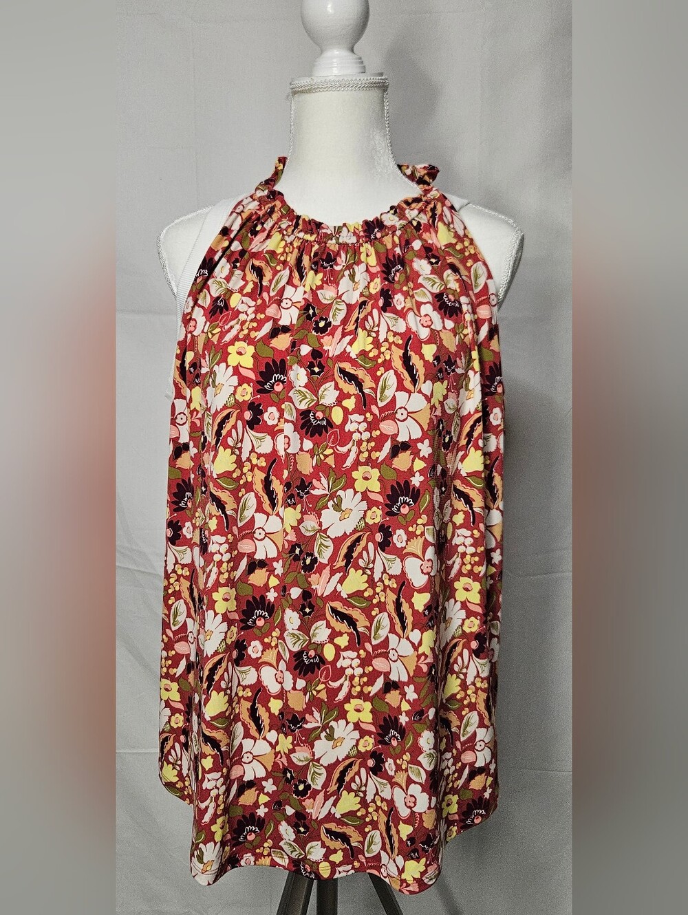Ann Taylor Floral Halter Top in Coral, Pink & Yellow